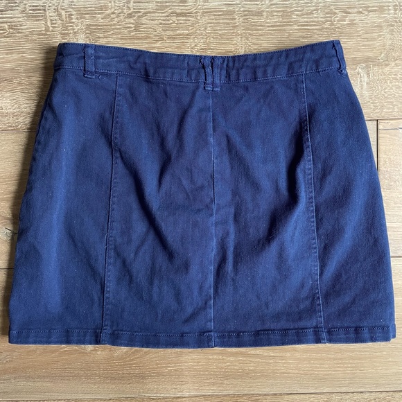 Lulus Navy Blue Denim Button-Up Mini Skirt - Picture 3 of 3